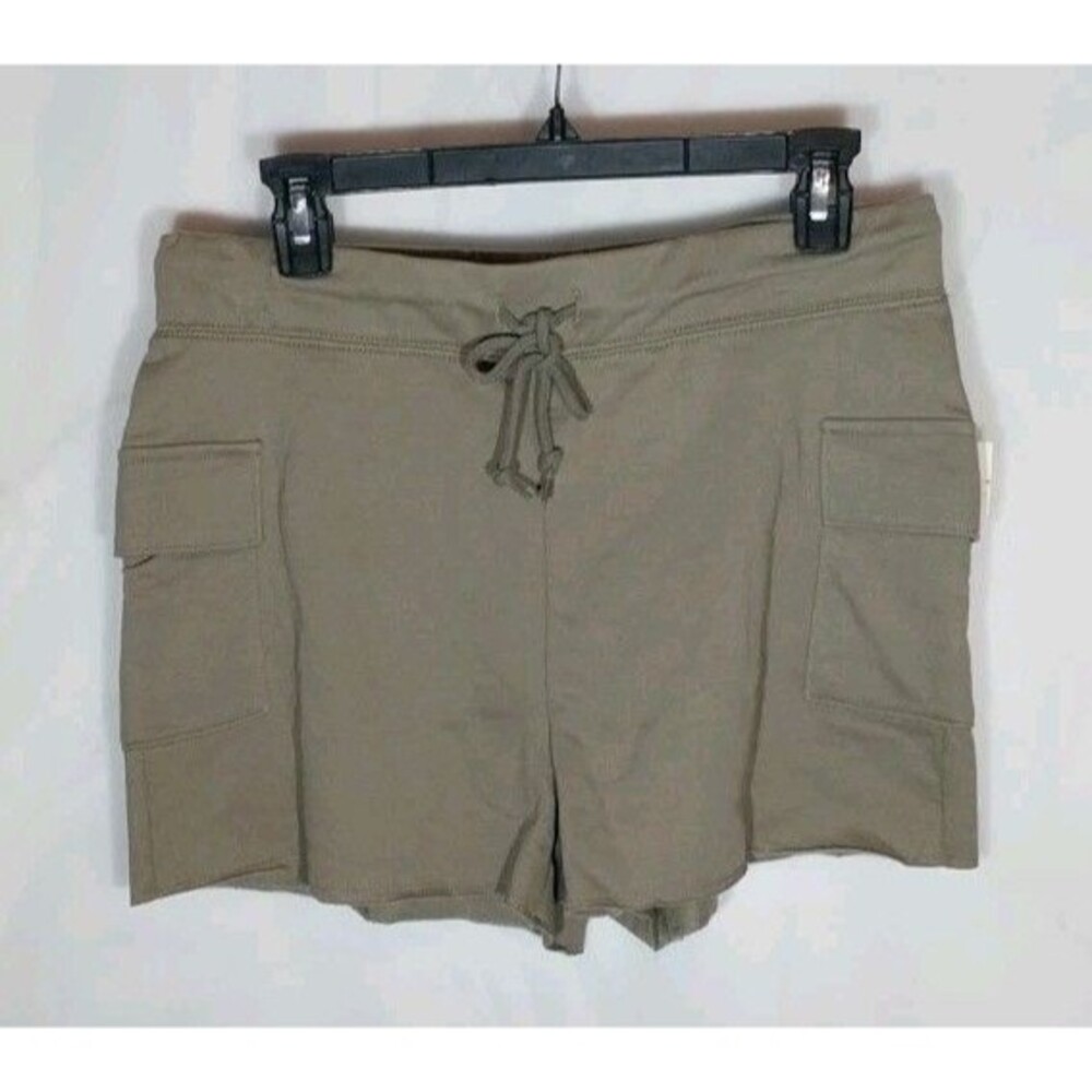 Ultra Flirt Cargo Shorts Women's L Army Green Knit Drawstring Lounge Athleisure